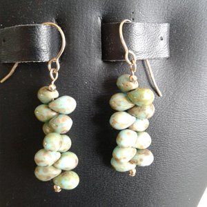 Green Glass bead  Drop Earrings